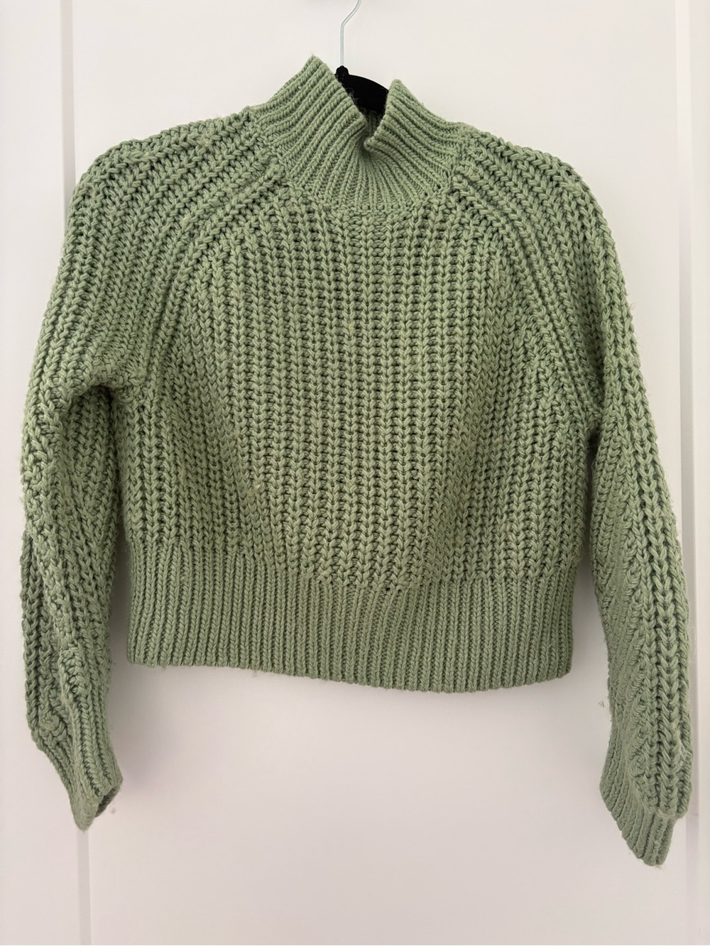H&M Sage Green Chunky Mock Neck Sweater